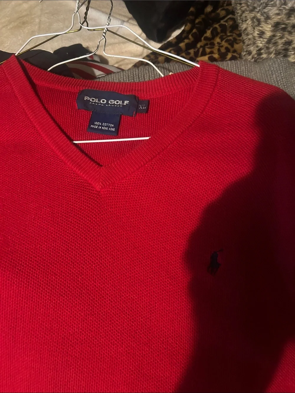 Polo by Ralph Lauren Red V-Neck Sweater Vest with Navy Pony